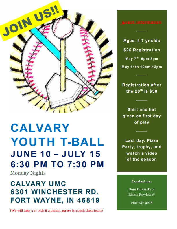 Calvary Youth T-Ball Flyer